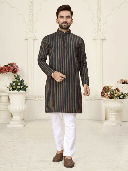 Anaita Black Jacquard Linen Cotton Straight Kurta