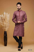 Raivat Ethnic Art Silk Digital Print Pintux Work Kurta Pajama In Maroon Colour