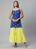 Ahalyaa Womens Royal Blue Pure Cotton Printed Tunic Sharara Set - Distacart