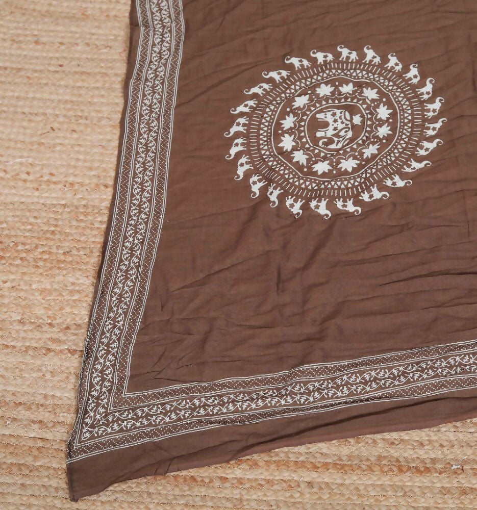 Miravan Womens Animal Print Cotton Brown Stitched Kurta Palazzo With Dupatta Set - Distacart