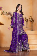 Teeya Creation Purple Color Chinon Silk Embroidery Work Wedding Wear Palazzo Set - Distacart