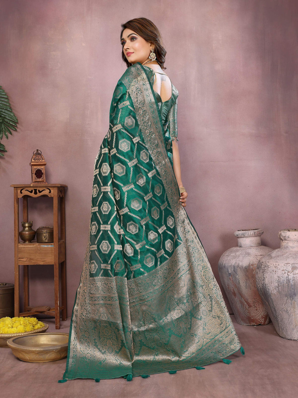 Aastha Fashion Light Green Soft Organza Silk Weaving Saree - Distacart