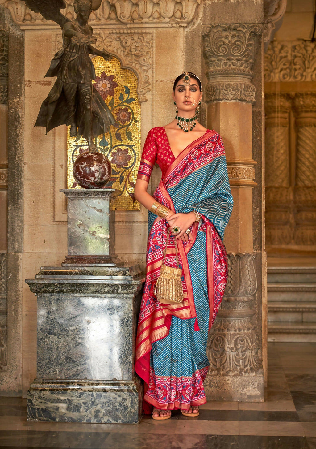 Midnight Blue Banarasi Weaving, Ultra Aqua Finish, Zari Work Banarasi Silk Saree - Rath Kunti