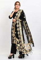 Mominos Fashion Moeza Women Organza Gotta Patti Bridal Dupatta Black Dupatta - Distacart