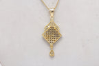 Gold-Polished Alloy American Diamond Pendant Necklace Set - The Pari