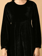 Myshka Women's Black Fit and Flare Party Dress - Distacart
