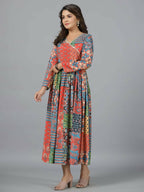 Juniper Women Red Muslin Printed Maxi Dress - Distacart