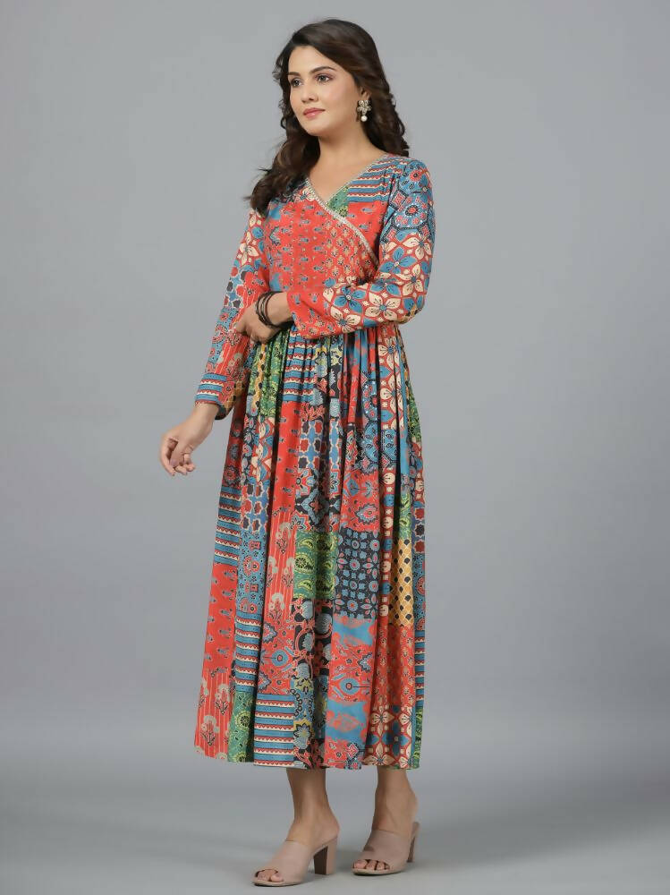 Juniper Women Red Muslin Printed Maxi Dress - Distacart