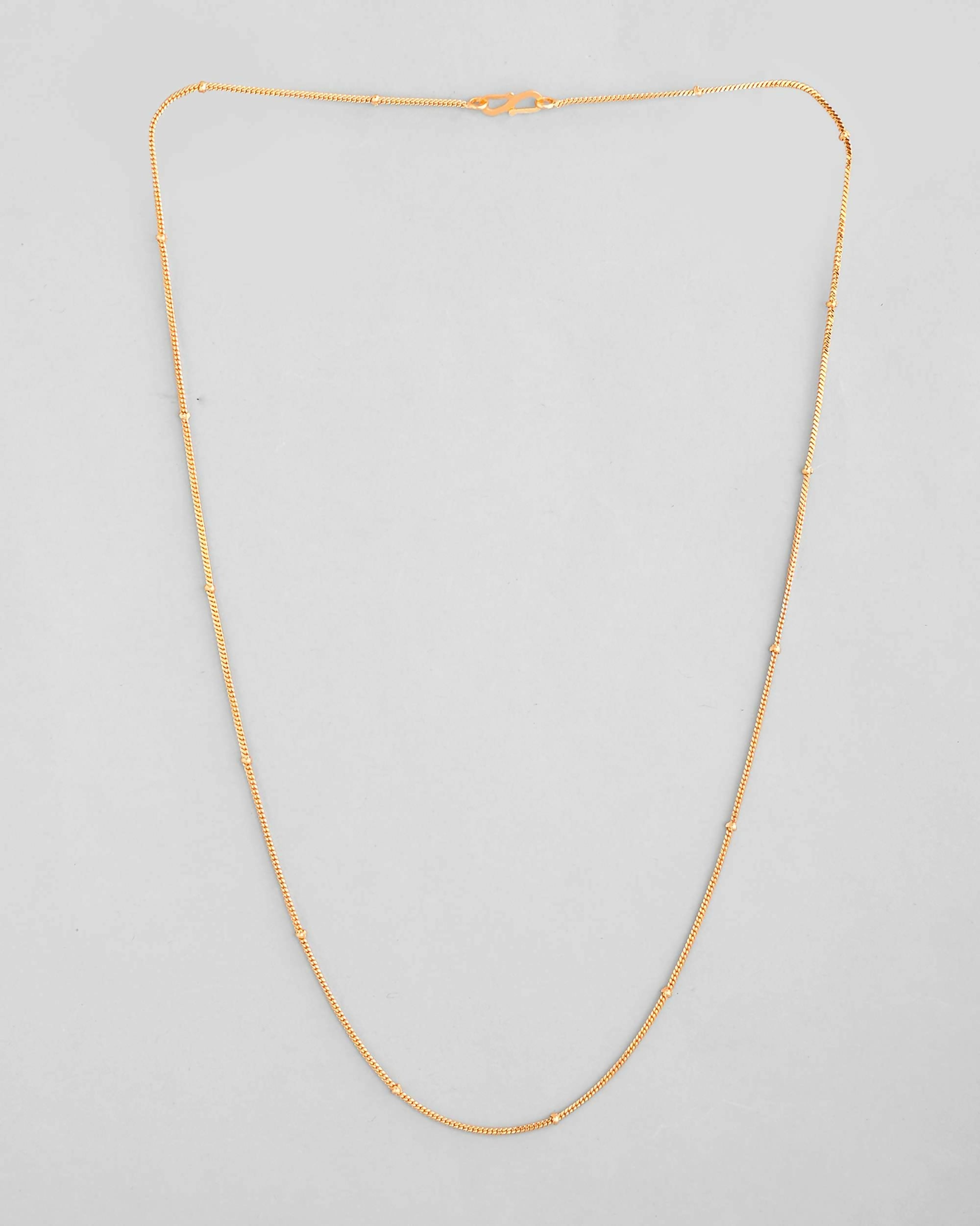 VOJ Gold-Polished Small Gold Beads Chain For Women