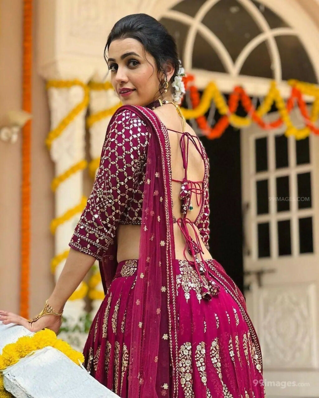 Jyoti Fashion Graceful Cherry Red Faux Georgette Jari Embroidery Lehenga Choli with Dupatta