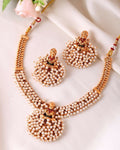 VOJ South Indian Traditional Copper Necklace With Earrings Set
