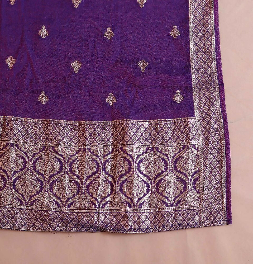Miravan Womens Purple Muslin Straight Kurta And Palazzo With Dupatta Suit Set - Distacart