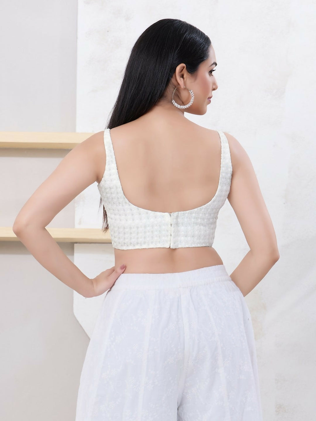 Joban Fashion Silver Shift Sleeveless Back Open Blouse