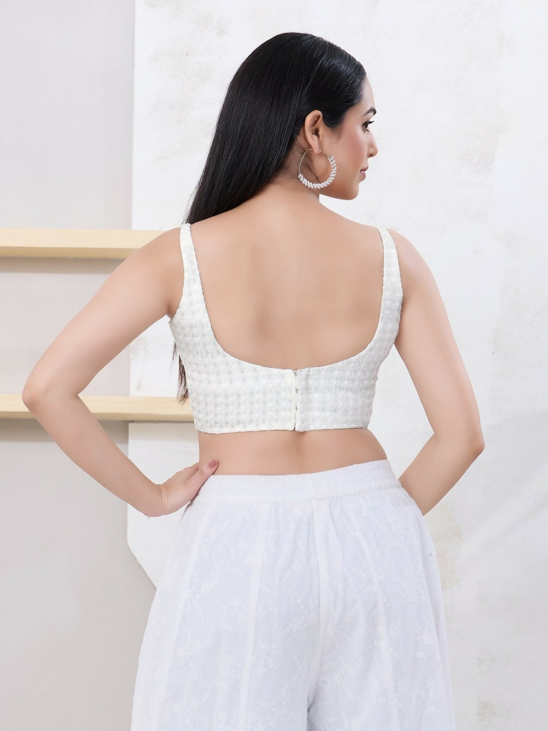 Joban Fashion Silver Shift Sleeveless Back Open Blouse