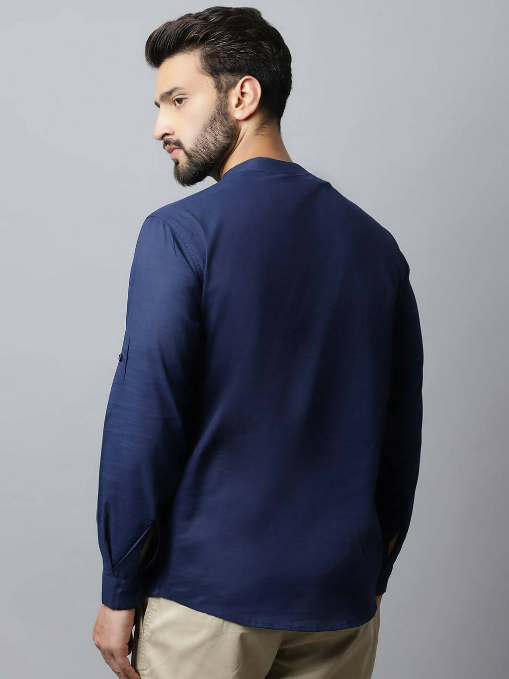Even Apparels Navy blue Color Viscose Pure Cotton Men's Kurta With Side Placket (SLD1190) - Distacart
