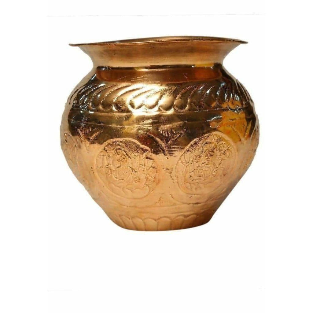 Pooja-8 Faces Globular Lakshmi Kalash (Small size) / Ashtalakshmi Kalasam (Small Size)