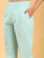 BohoJazz Mint Green Longline Shirt with Formal Pants Co-ord Set - Distacart