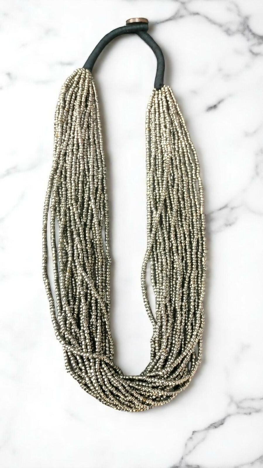 Inhanns Handmade Beaded Multilayer Necklace, 20 Layers - Gray