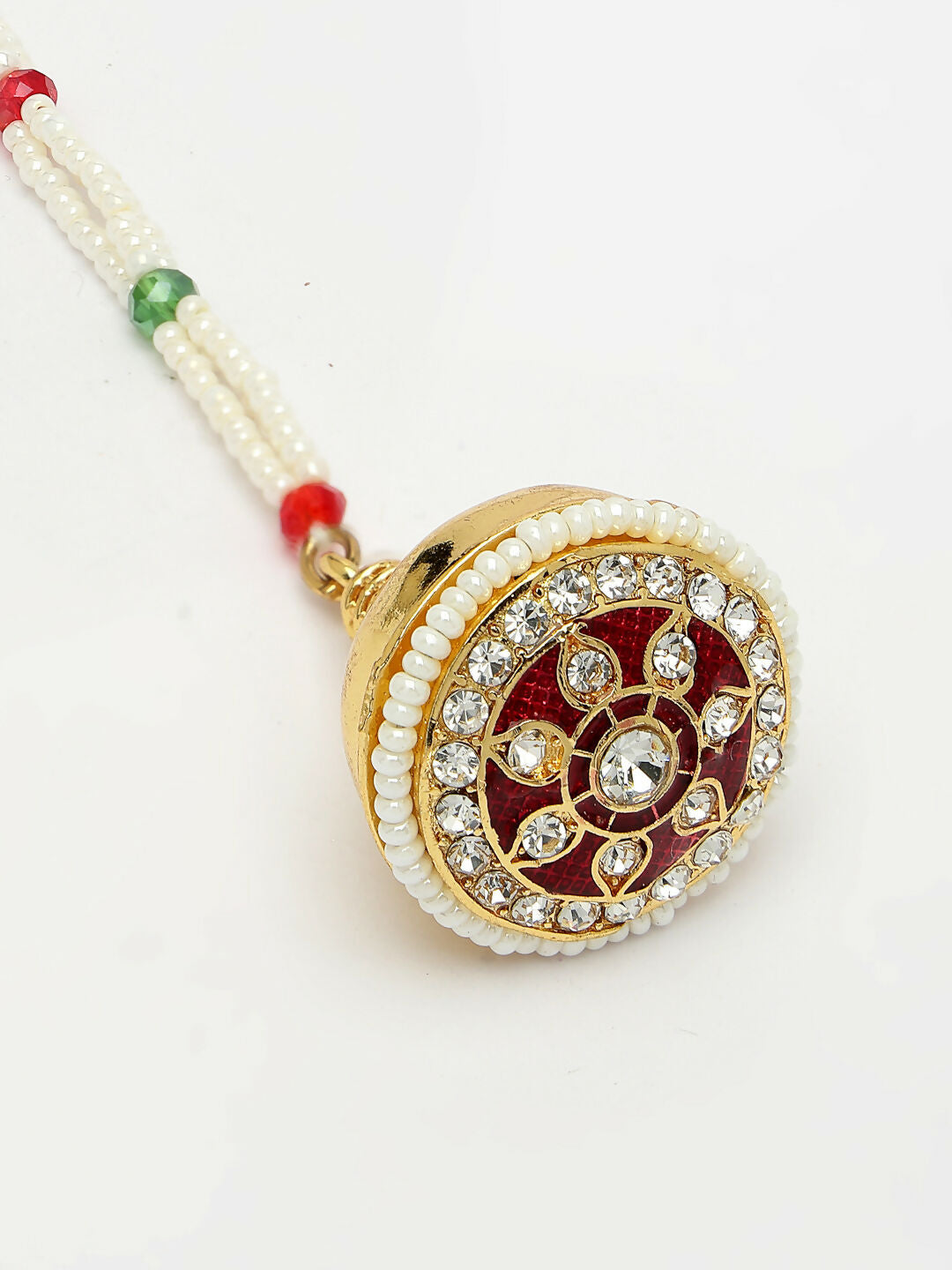 NVR Women's Gold-Polished CZ Stone-Studded Borla Maang Tikka - Distacart