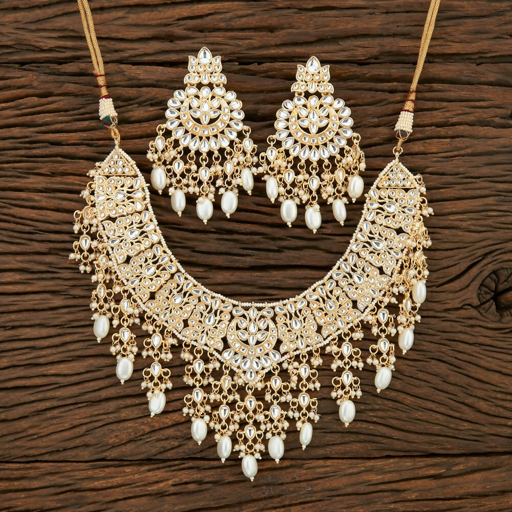 Joban Fashion Women Golden White Necklace Set