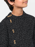 Manet Ethnic Full Sleeves Triangel Printed Shirt - Black