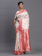 Shree Shyam Fashion Banarasi Silk Red & White Saree - Distacart