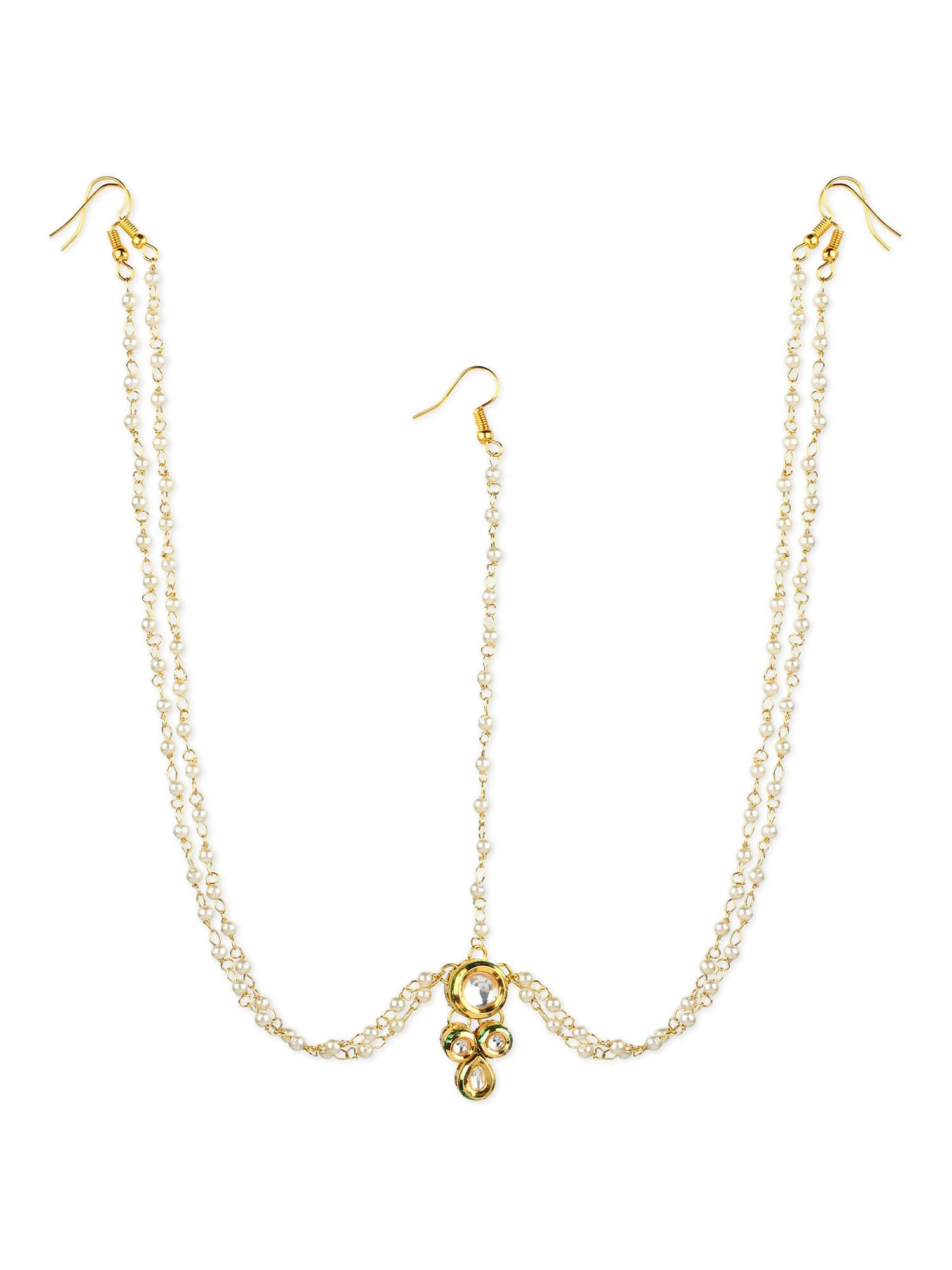 Gold-Plated Kundan Head Jewellery - Ruby Raang - Distacart
