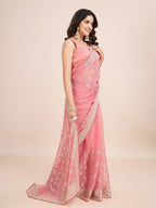 kasee Floral Embroidered Art Silk Ready to Wear Saree