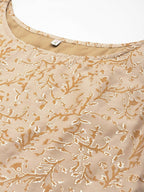 Ahalyaa Women Floral Printed Top with Palazzos - Tan Color