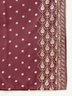 FIORRA Women's Purple Poly Crepe A-Line Kurta Pant With Dupatta