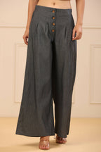 Juniper Women's Grey Denim Solid Flared Pant/Slim Pant - Distacart