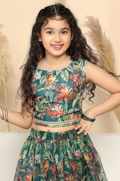 Joban Fashion Girl's Green Color Lehenga Choli