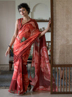 Suta Maroon Floral Pure Cotton Saree - Distacart