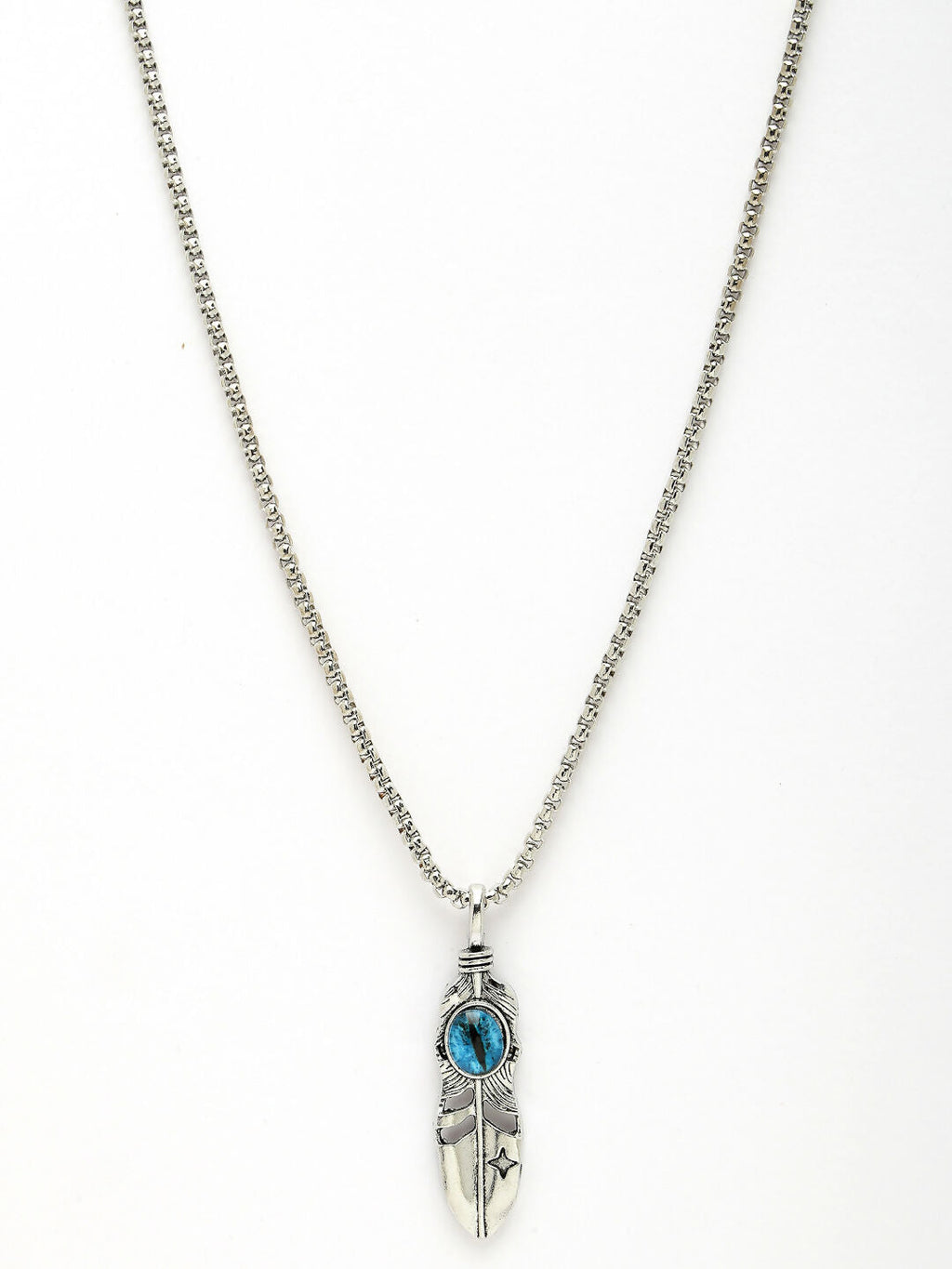 NVR Men's Silver-Plated Stainless Steel Pendant with Chain