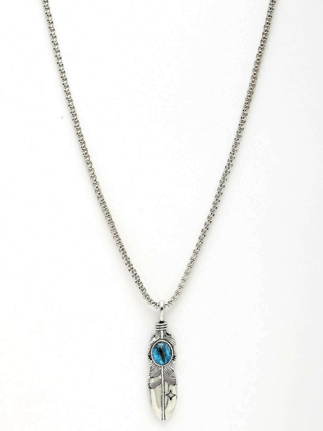NVR Men's Silver-Plated Stainless Steel Pendant with Chain