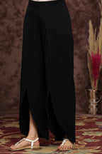 Juniper Women Black Rayon Dobby Woven - Dobby Tulip Dhoti Pant - Distacart