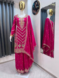 Teeya Creation Rani Color Chinon Silk Party Wear Trending Palazzo Set - Distacart