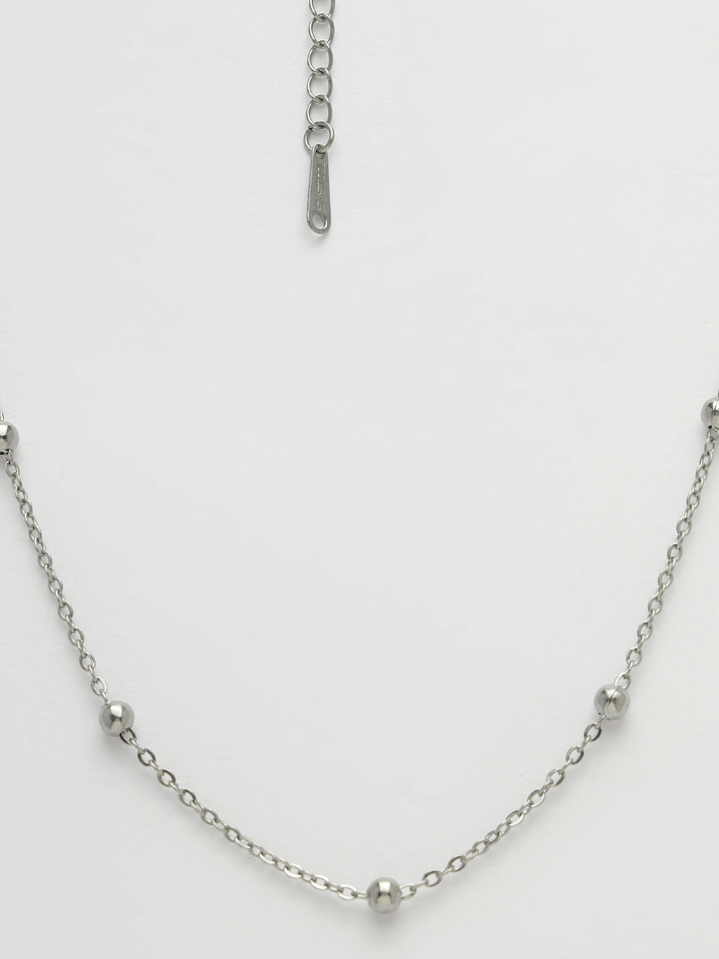 NVR Women's Silver-Toned Artificial Beads German Silver Oxidised Chain