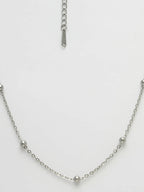 NVR Women's Silver-Toned Artificial Beads German Silver Oxidised Chain
