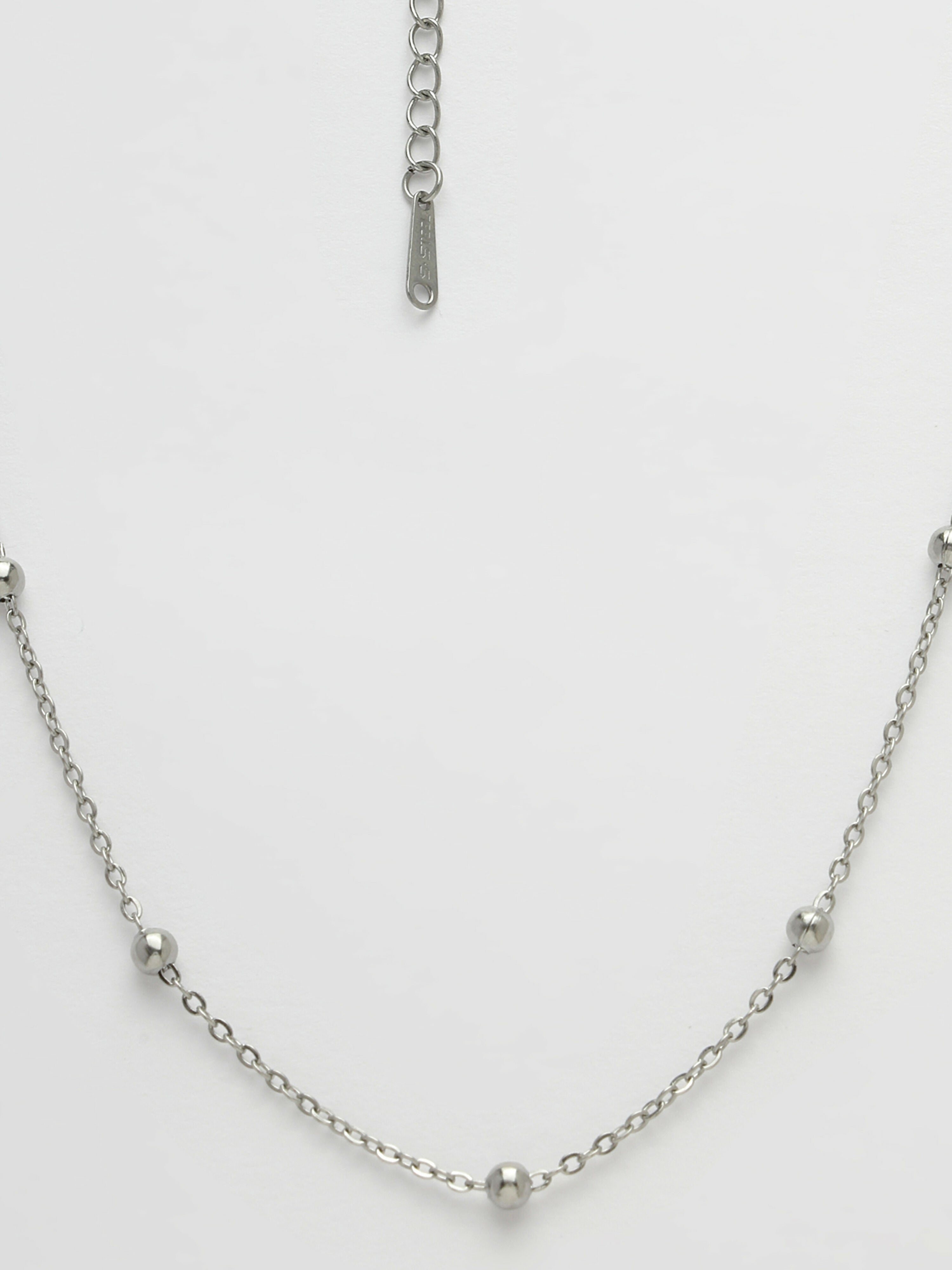 NVR Women's Silver-Toned Artificial Beads German Silver Oxidised Chain