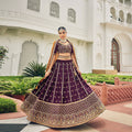 Purple Heavy Viscose Khatli, Embroidery & Mirror Work Unstitched Lehenga Choli - Sisha Keshav