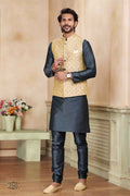 Raivat Ethnic Jacquard Banarasi Silk Woven Work 3 Pics Jacket Set In Beige Colour - Distacart