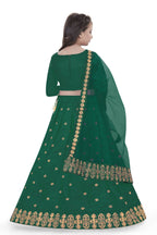 Dwiden Green Queen Tafetta Sattin Semi-Stitched Girl's Lehenga Choli