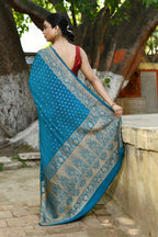 Joban Fashion Peacock Crepe Chiffon Pure Handloom Banarasi Silk Saree
