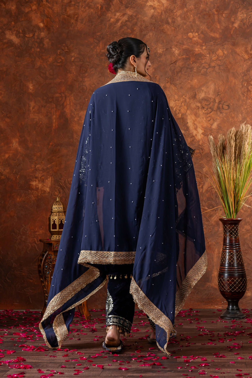 Teeya Creation Blue Color Velvet Silk Embroidery Work Party Wear Suit - Distacart