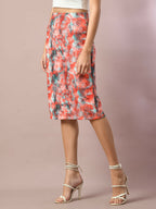Myshka Women's Multi Printed Knee Length Party Embellished Skirts