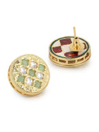 Gold-Toned Green Contemporary Gold-Plated Studs Earrings - Ruby Raang - Distacart