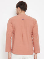 Even Apparels Brown Pure Cotton Men's Kurta With Slit Neckline - Distacart