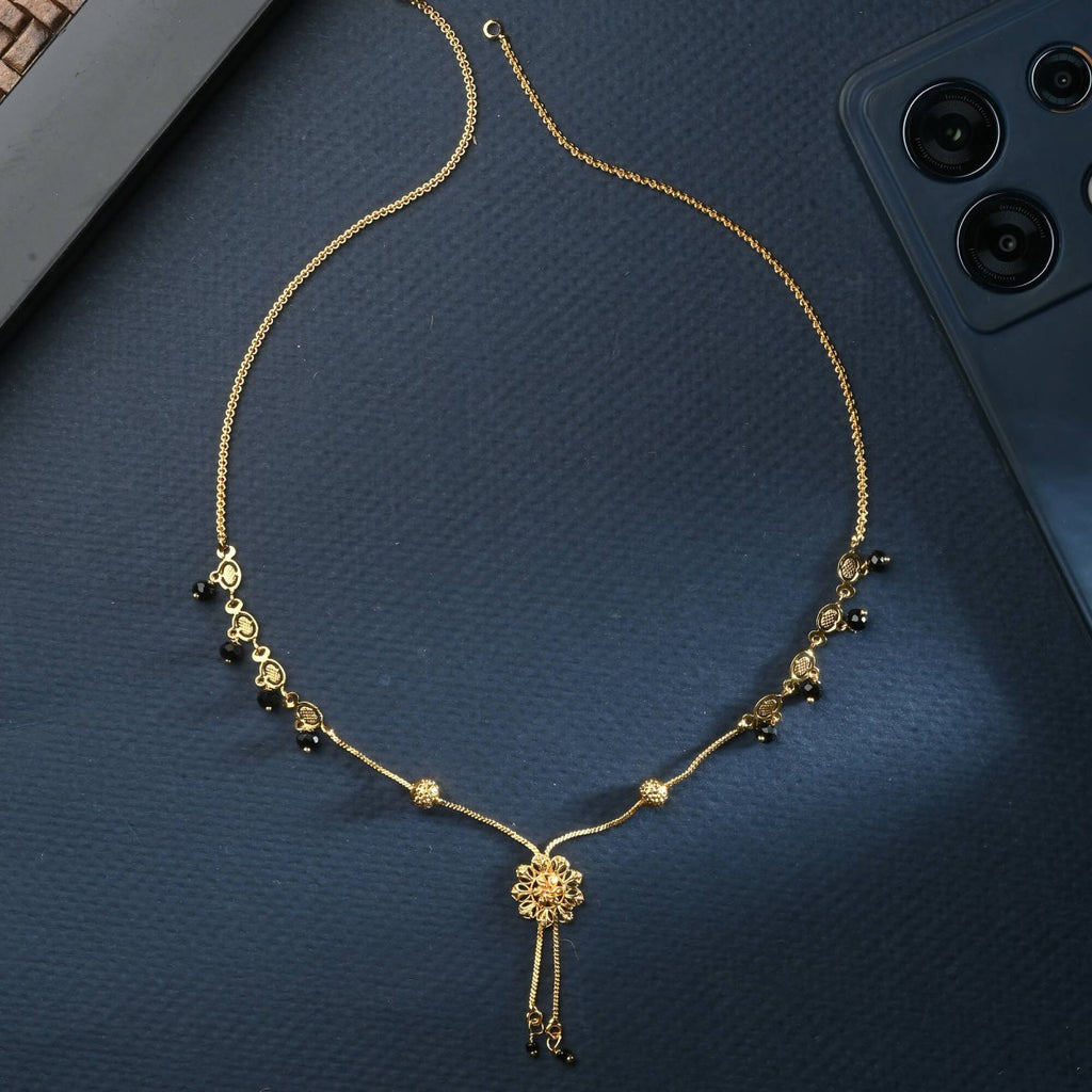 AanyaCentric Gold Plated Short Mangalsutra Set with Earrings - Distacart