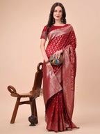 Shree Shyam Fashion Lichi Silk Red Saree - Distacart